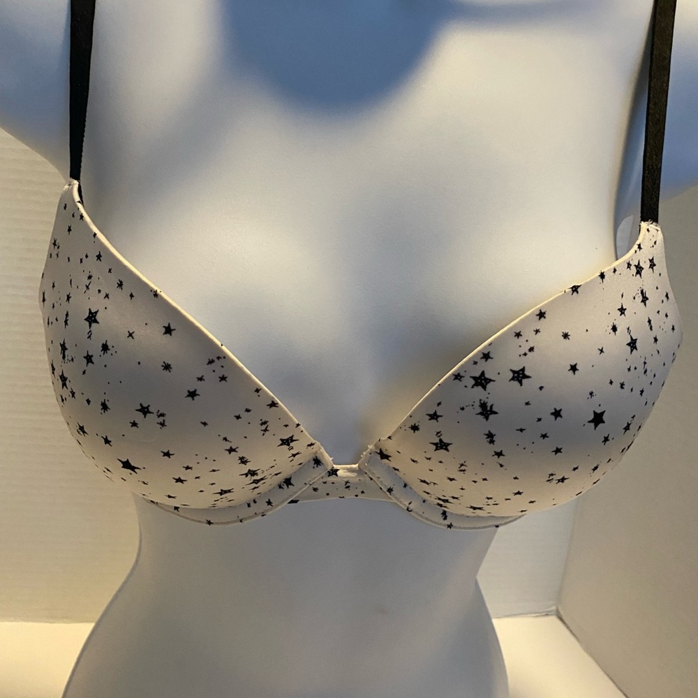 PINK Victoria's Secret 3 Bras Burgundy & Black Plaid,White w Black Star & Gray - Picture 11 of 16